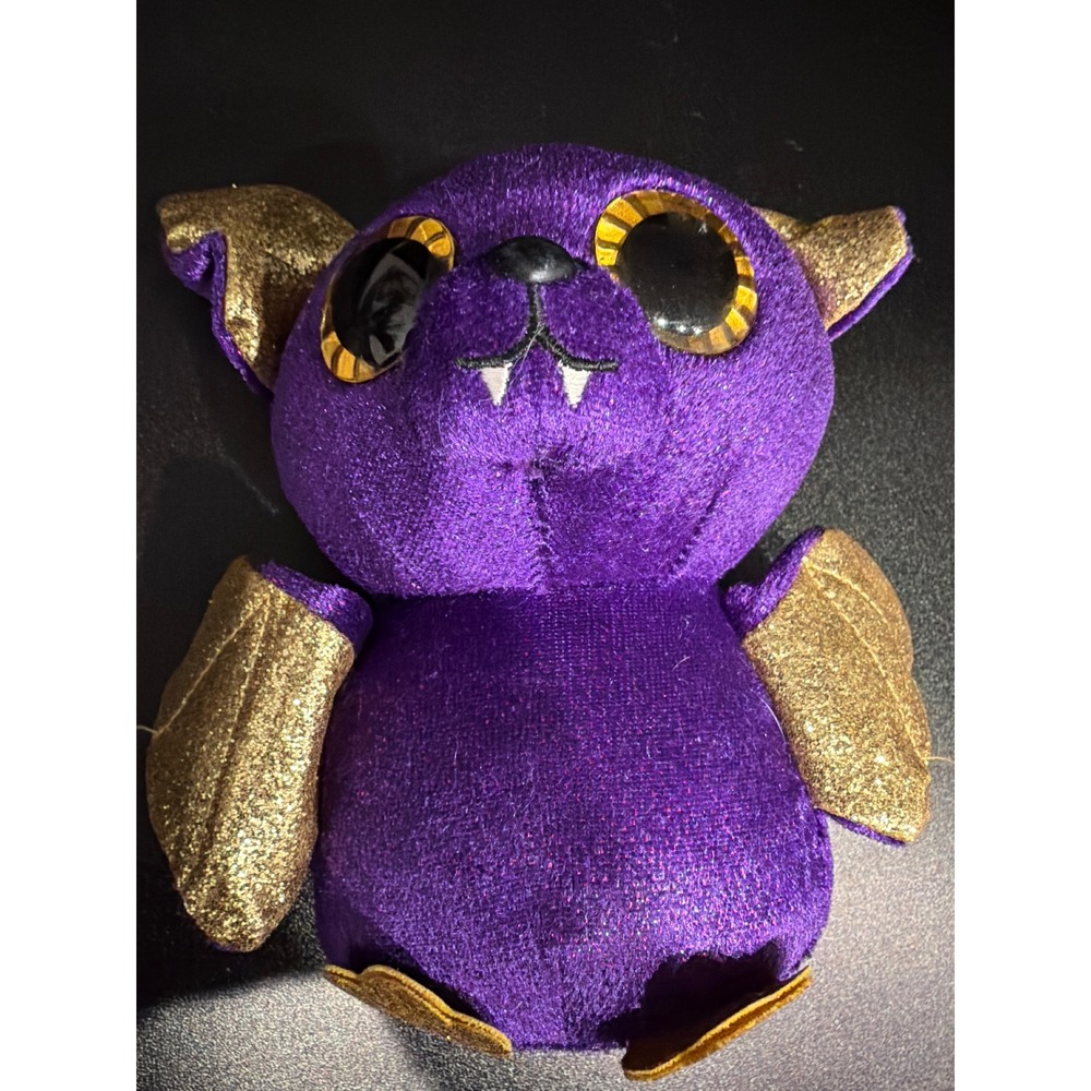Ty Beanie Boos Count the Bat Purple Gold Glitter Halloween Plush Small Toy